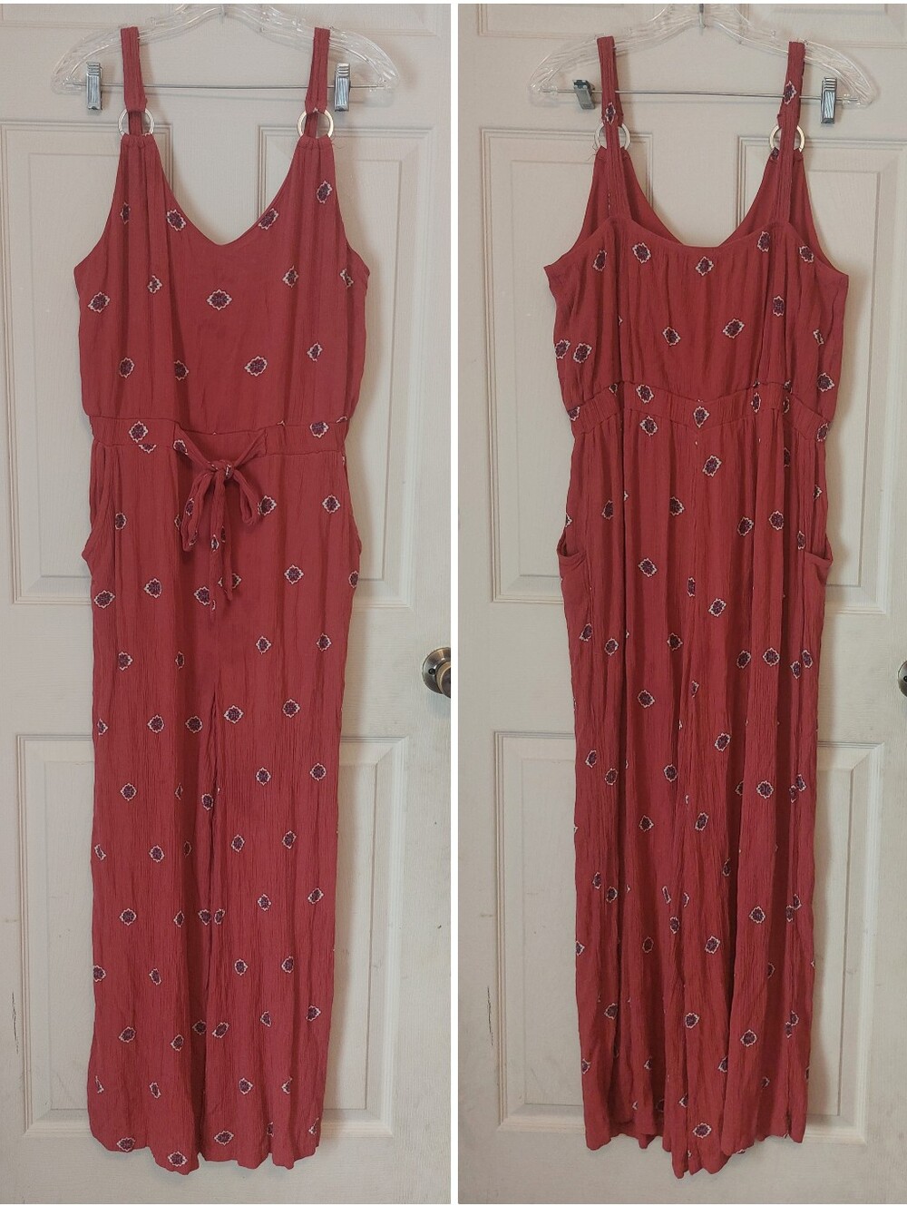 NOBO No Boundaries Relaxed Fit Crinkle Fabric Wide Leg Jumpsuit Size XL